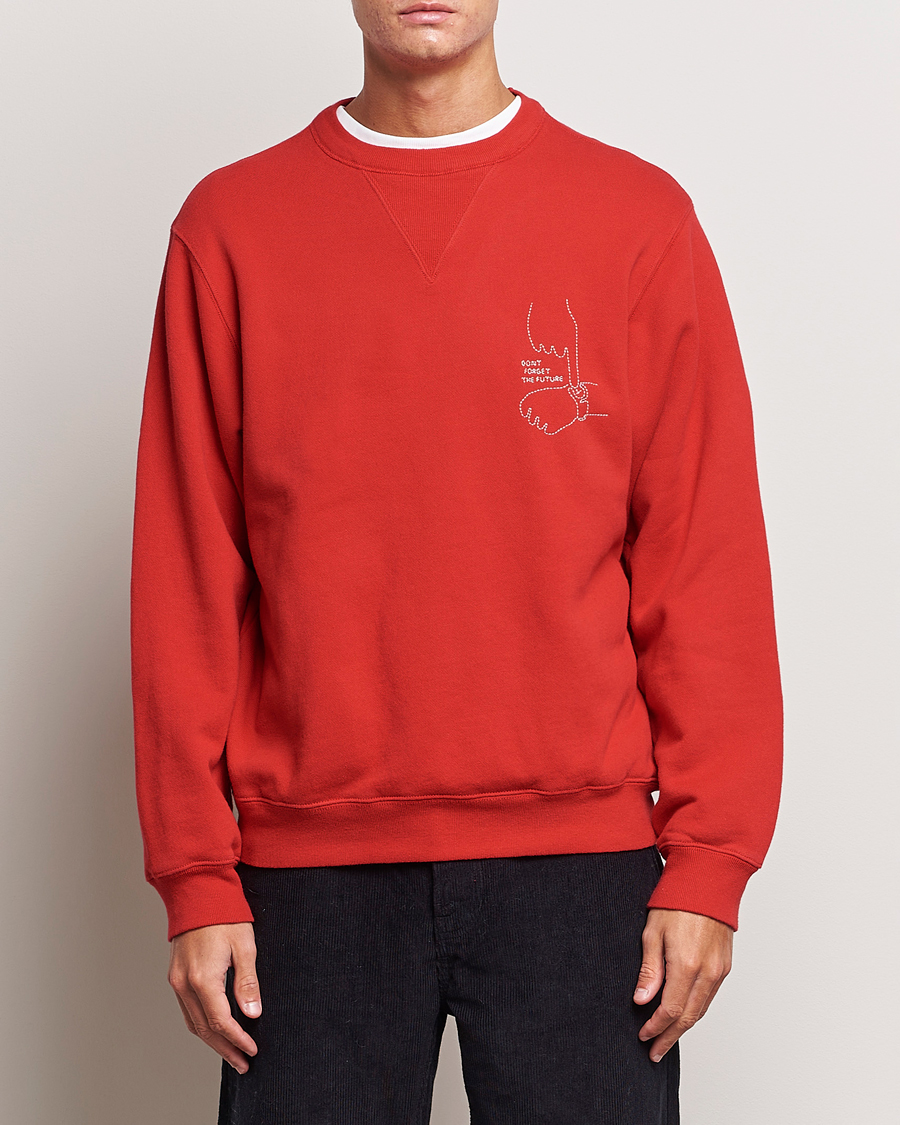 Herr | | Nudie Jeans | Lasse Future Crew Neck Sweatshirt Red Alert