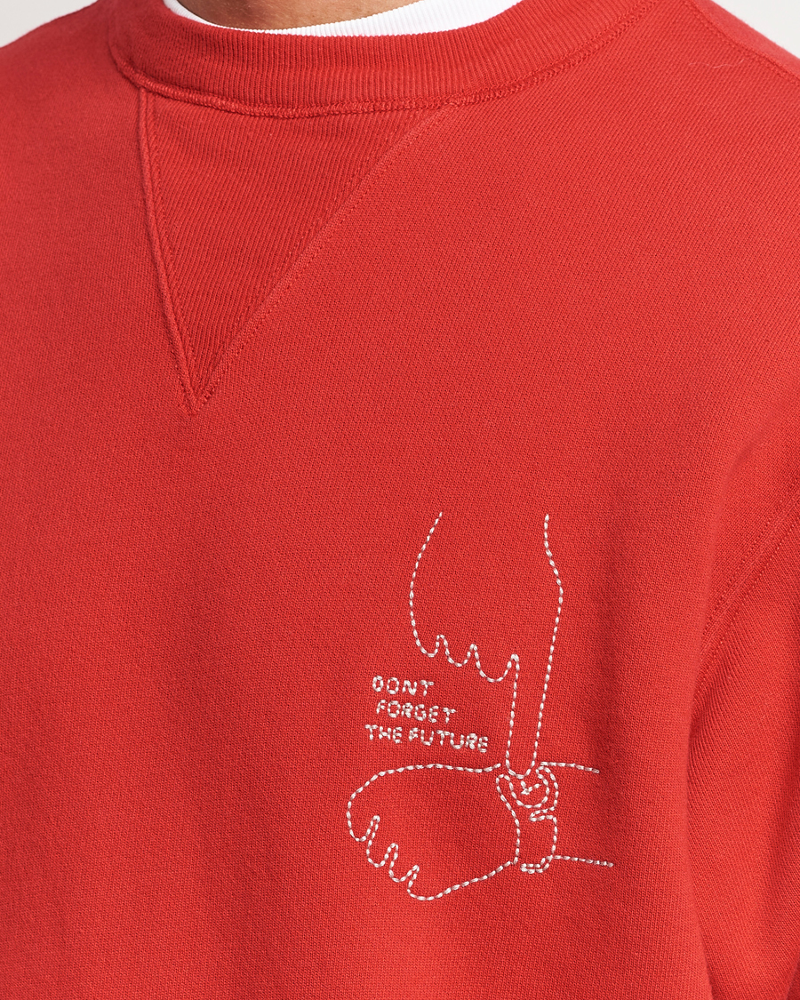 Herr | Tröjor | Nudie Jeans | Lasse Future Crew Neck Sweatshirt Red Alert