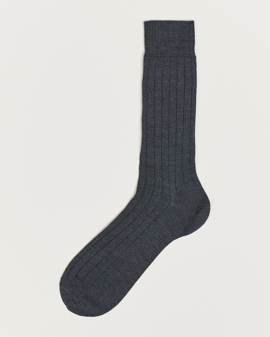 Herr | Underkläder | Bresciani | Wool/Nylon Heavy Ribbed Socks Grey Melange