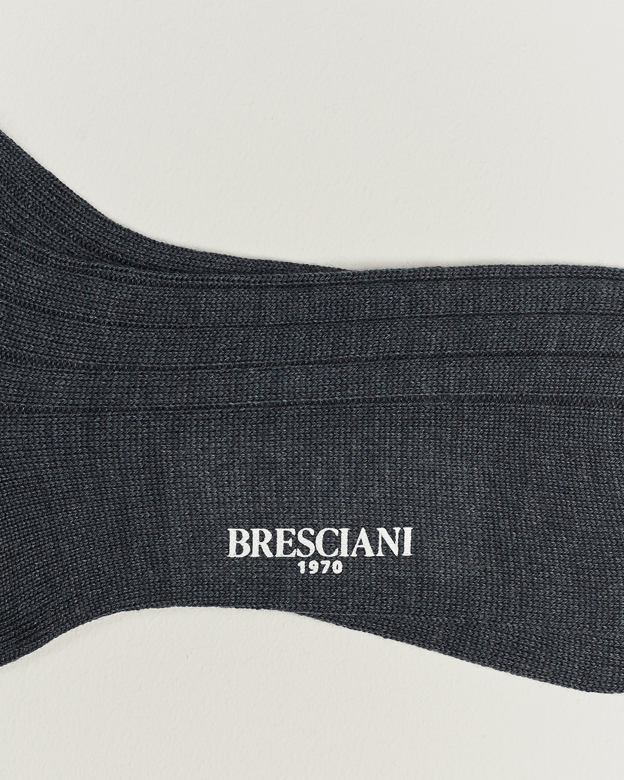 Herr | Underkläder | Bresciani | Wool/Nylon Heavy Ribbed Socks Grey Melange