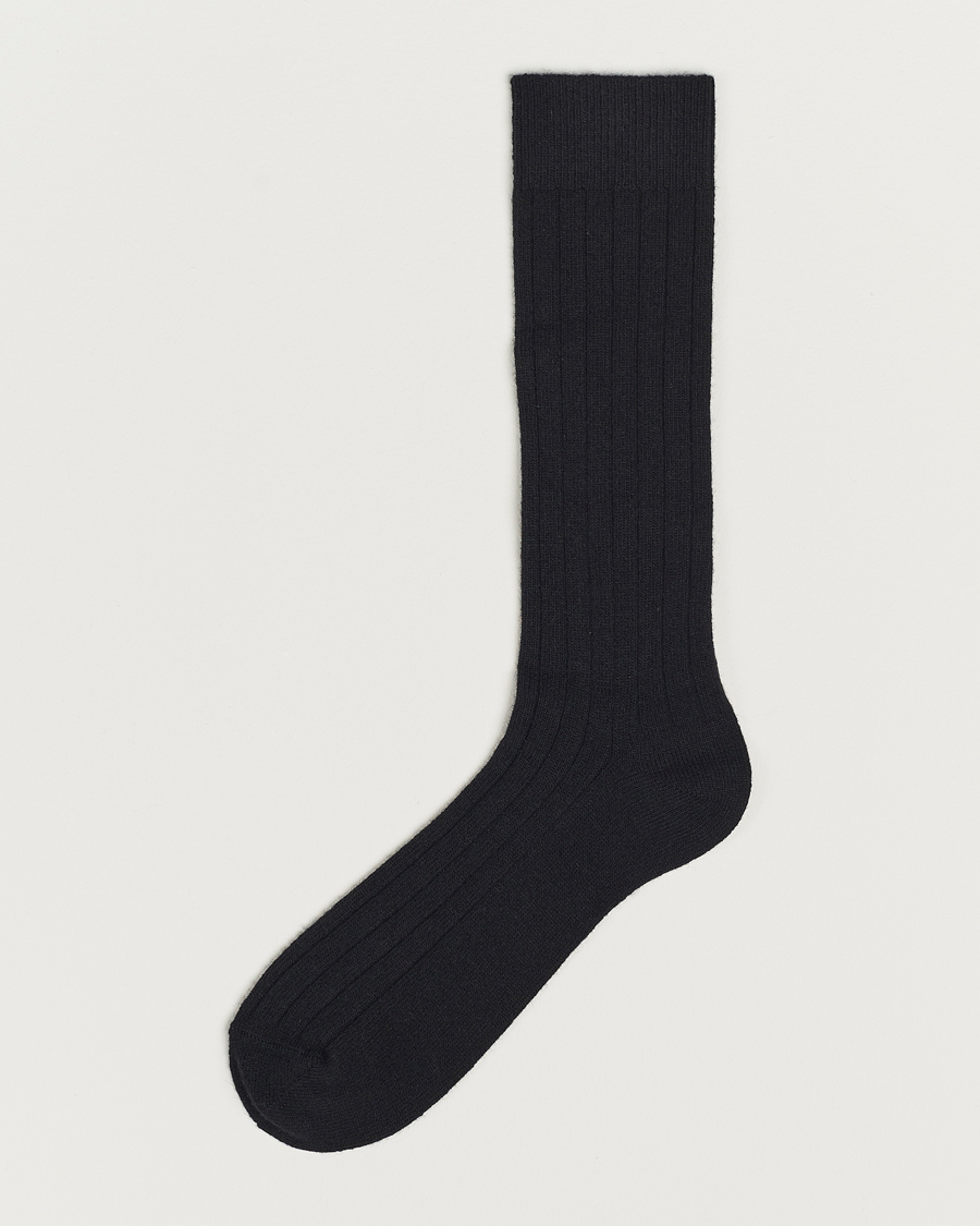 Herr | Underkläder | Bresciani | Wool/Cashmere Ribbed Socks Black