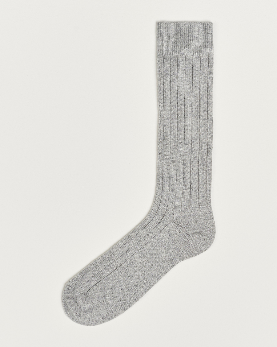 Herr | Underkläder | Bresciani | Wool/Cashmerer Ribbed Socks Light Grey