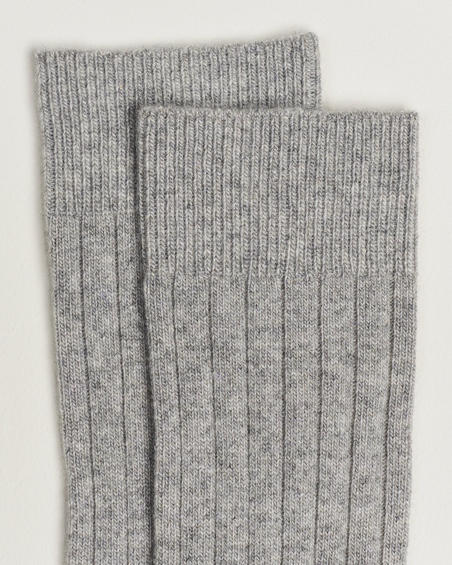 Herr |  | Bresciani | Wool/Cashmerer Ribbed Socks Light Grey