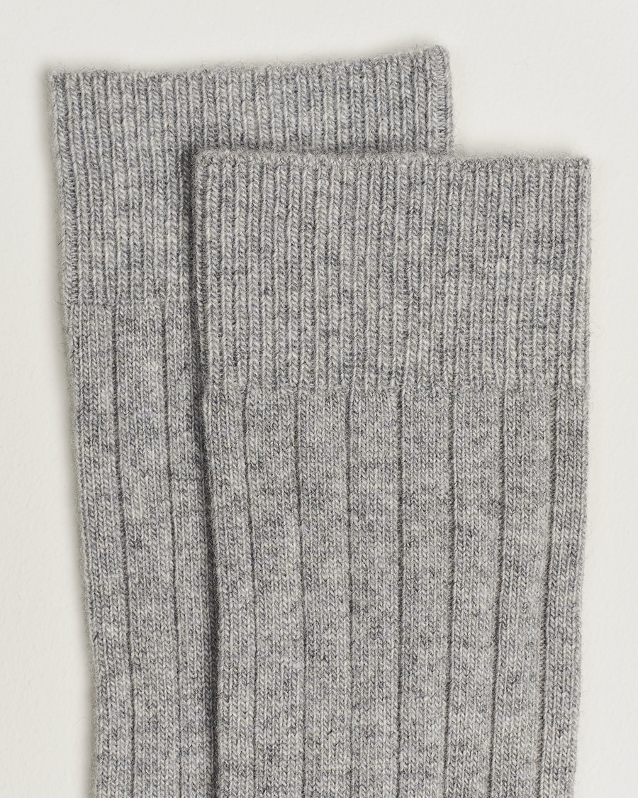 Herr | Underkläder | Bresciani | Wool/Cashmerer Ribbed Socks Light Grey