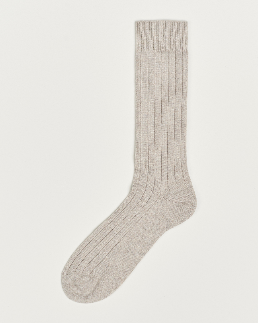 Herr | Underkläder | Bresciani | Wool/Cashmerer Ribbed Socks Beige