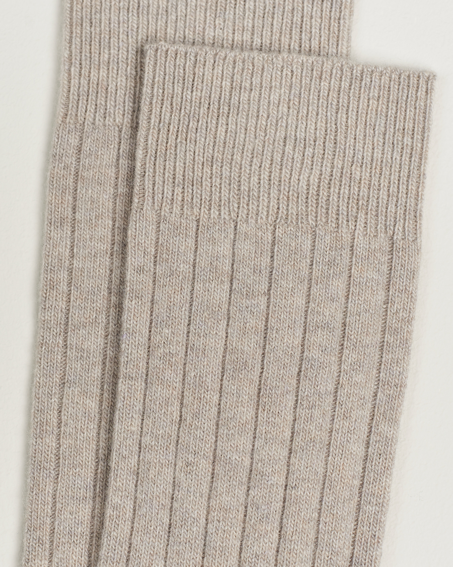 Herr |  | Bresciani | Wool/Cashmerer Ribbed Socks Beige