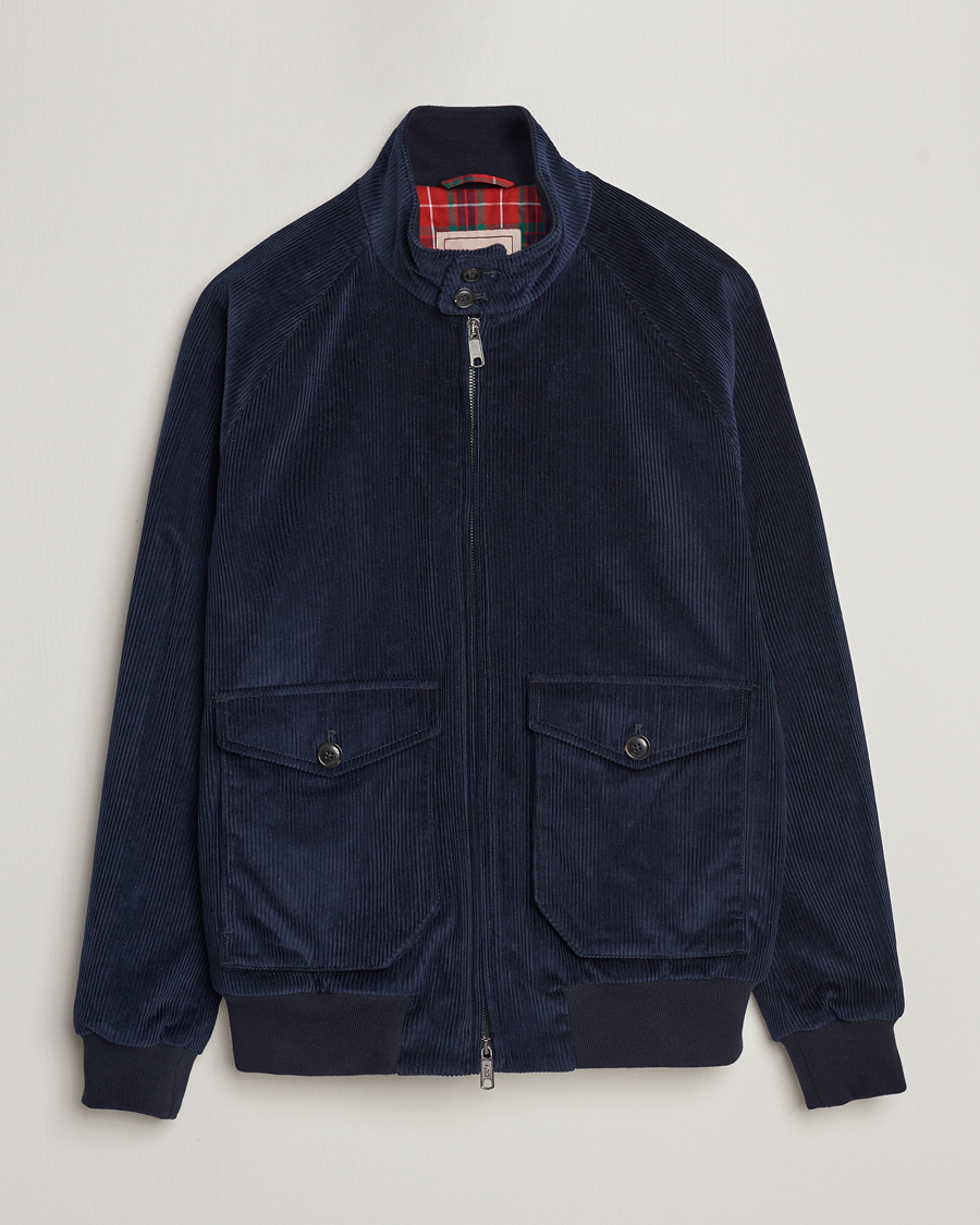 Herr | Jackor | Baracuta | G9 Pocket Padded Cord Harrington Jacket Navy