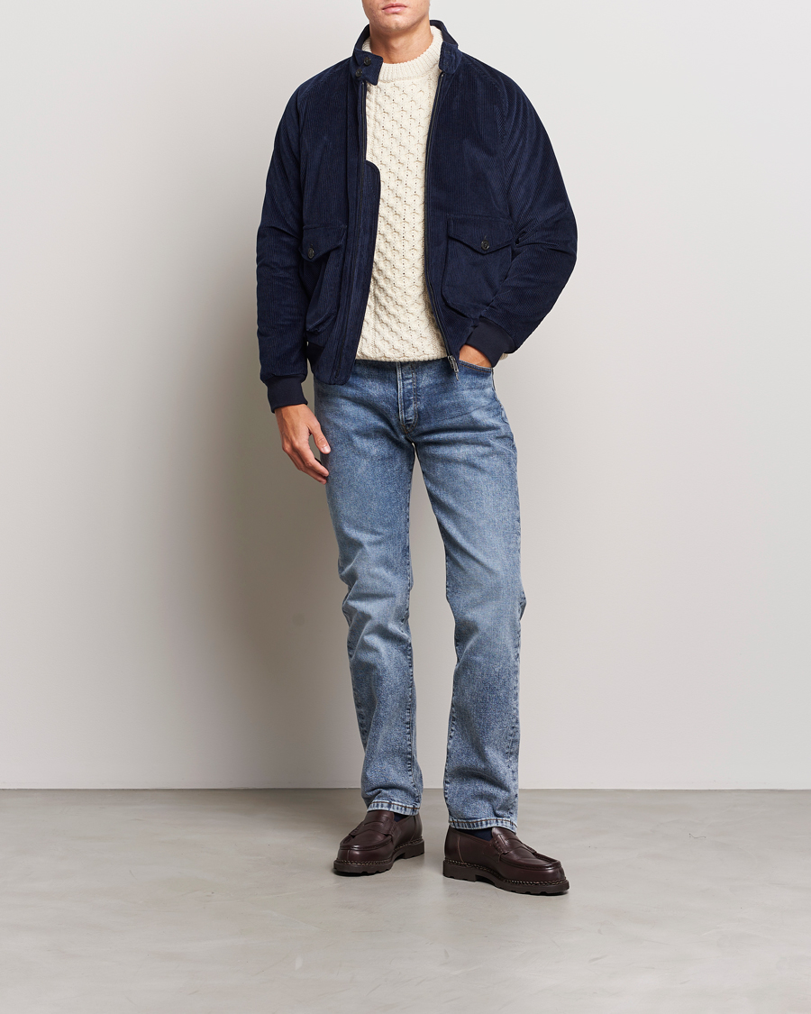 Herr | Jackor | Baracuta | G9 Pocket Padded Cord Harrington Jacket Navy
