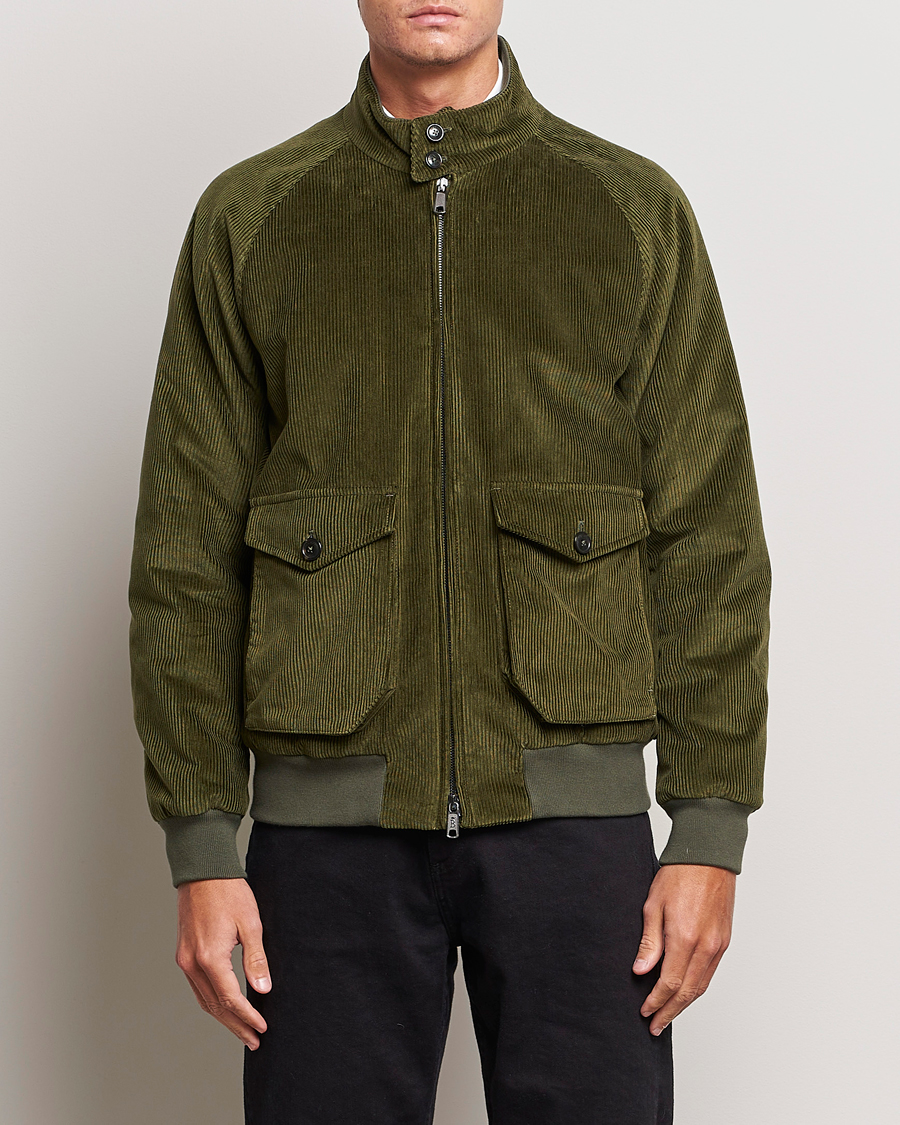 Herr | Jackor | Baracuta | G9 Pocket Padded Cord Harrington Jacket Olive