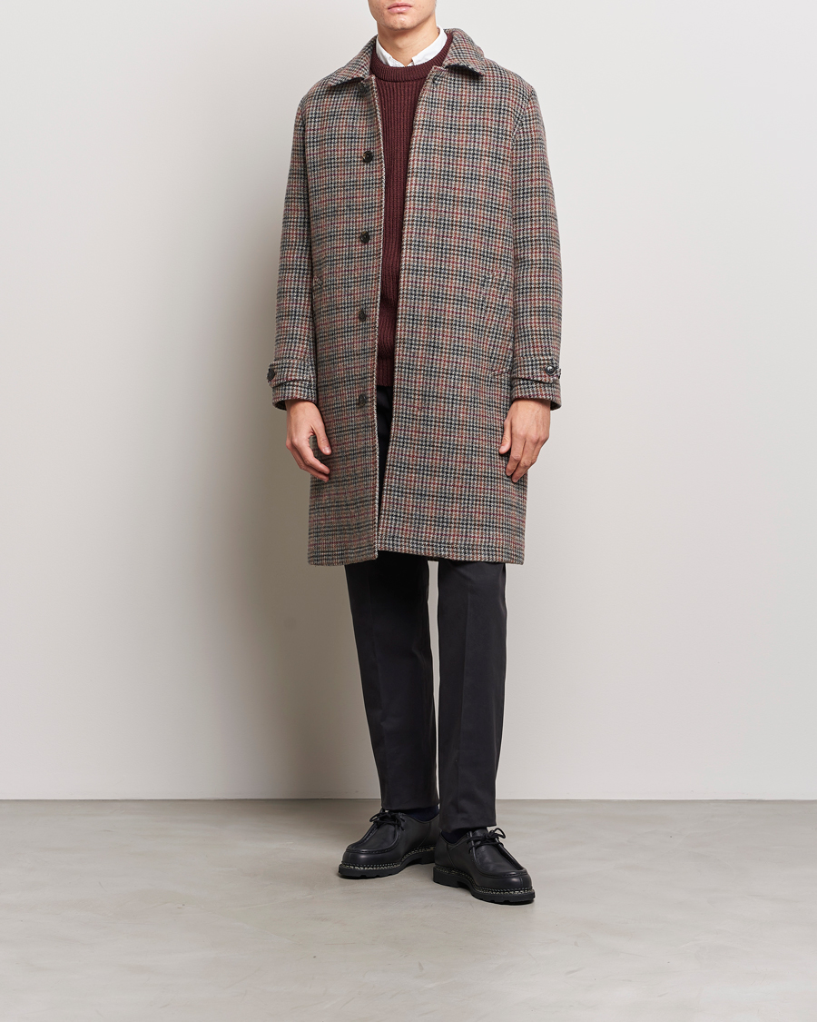 Herr | Jackor | Baracuta | Paul Houndstooth Wool Coat Grey