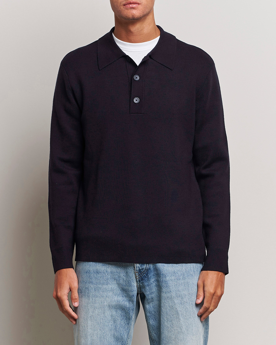 Herre | Strikkede polotrøjer | NN07 | Harald Cotton/Modal Polo Navy Blue