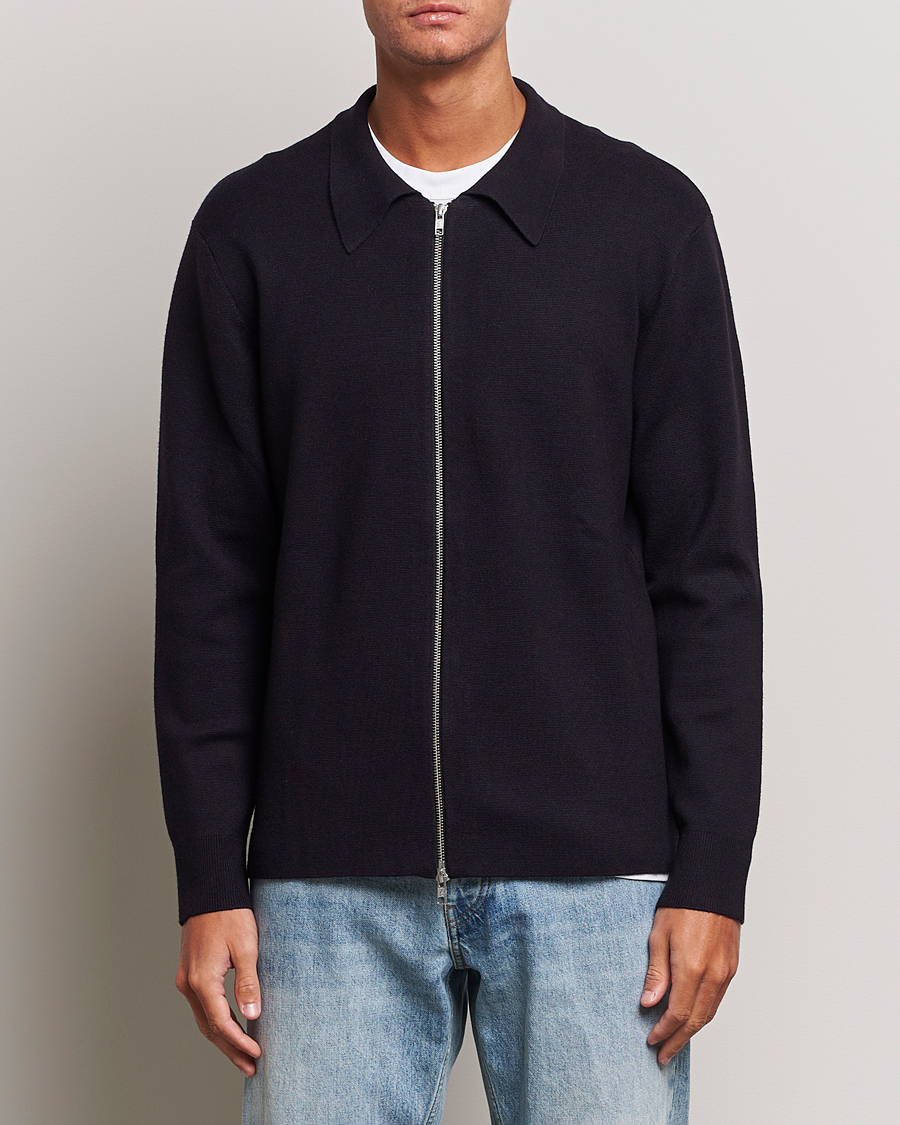 Herre |  | NN07 | Harald Cotton/Modal Full Zip Navy Blue