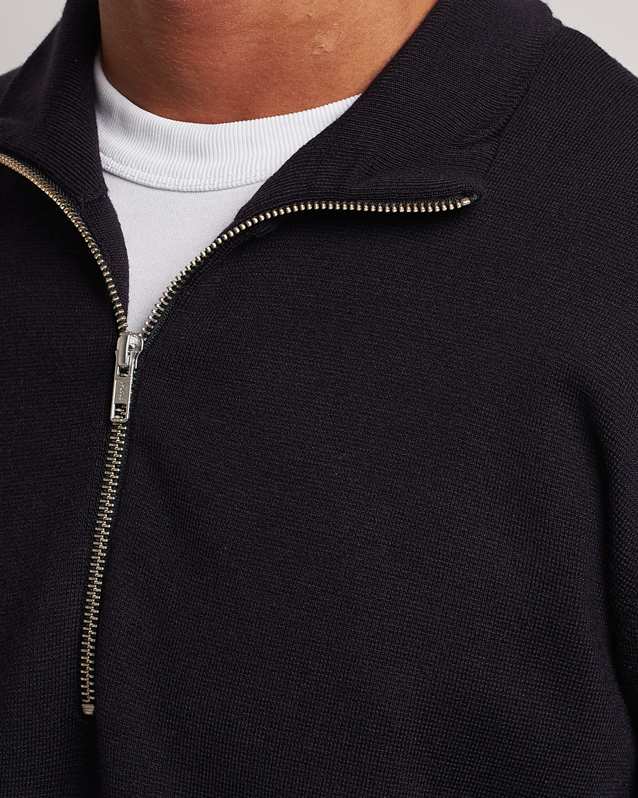 Herr | Tröjor | NN07 | Harald Cotton/Modal Half Zip Navy Blue