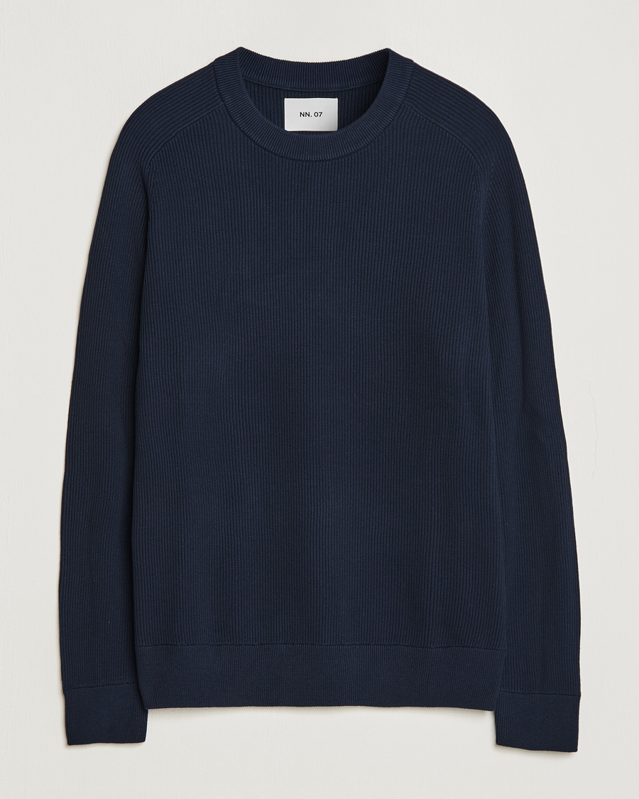 Herr | Tröjor | NN07 | Kevin Cotton Knitted Sweater Navy Blue