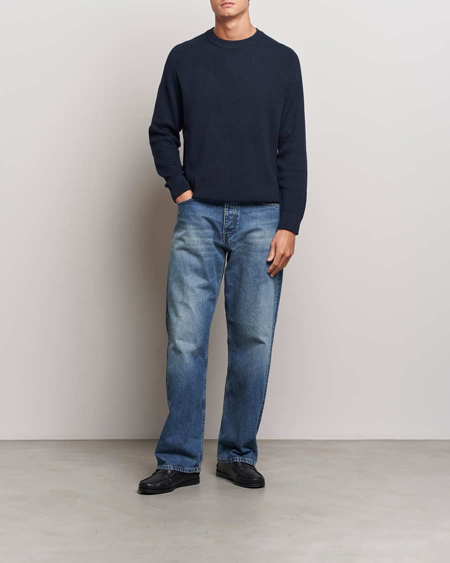 Herr | Tröjor | NN07 | Kevin Cotton Knitted Sweater Navy Blue