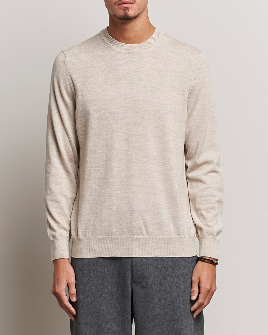 Herr | Tröjor | NN07 | Ted Merino Crew Neck Pullover Light Khaki Melange