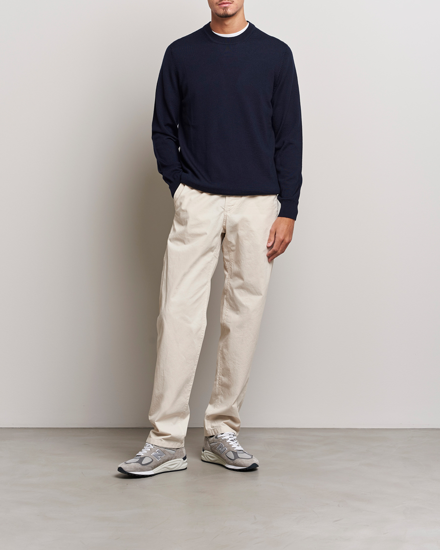 Herr | Tröjor | NN07 | Ted Merino Crew Neck Pullover Navy Blue
