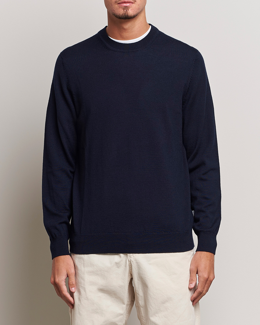 Herr | Kläder | NN07 | Ted Merino Crew Neck Pullover Navy Blue