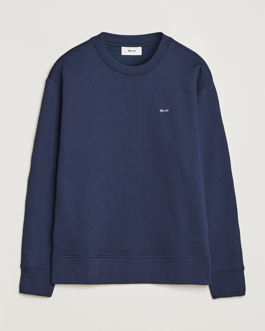 Herr | Tröjor | NN07 | Briggs Logo Crew Neck Sweatshirt Navy Blue