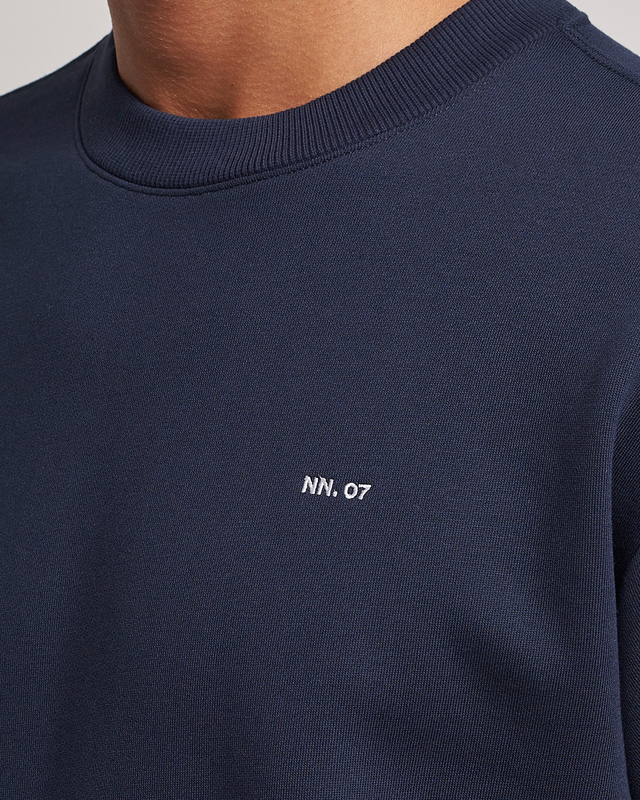 Herr | Tröjor | NN07 | Briggs Logo Crew Neck Sweatshirt Navy Blue