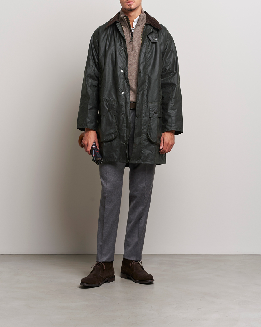 Barbour Lifestyle Border Wax Coat Sage | Herr - Care of Carl