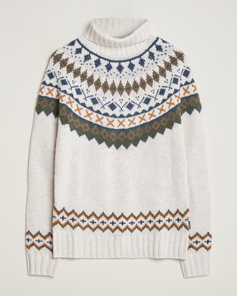 Herr | Tröjor | Barbour Lifestyle | Roose Fairisle Rollneck Whisper White