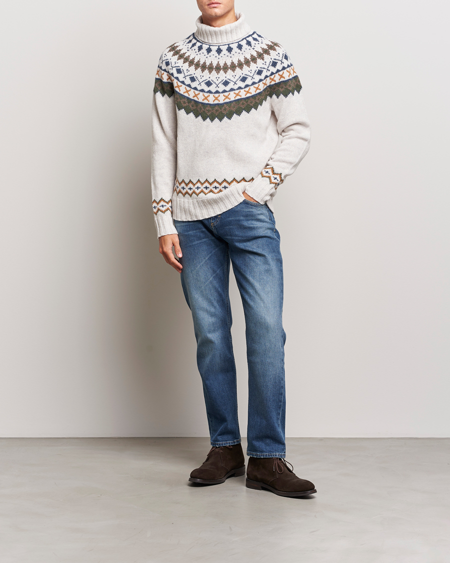 Herr | Tröjor | Barbour Lifestyle | Roose Fairisle Rollneck Whisper White