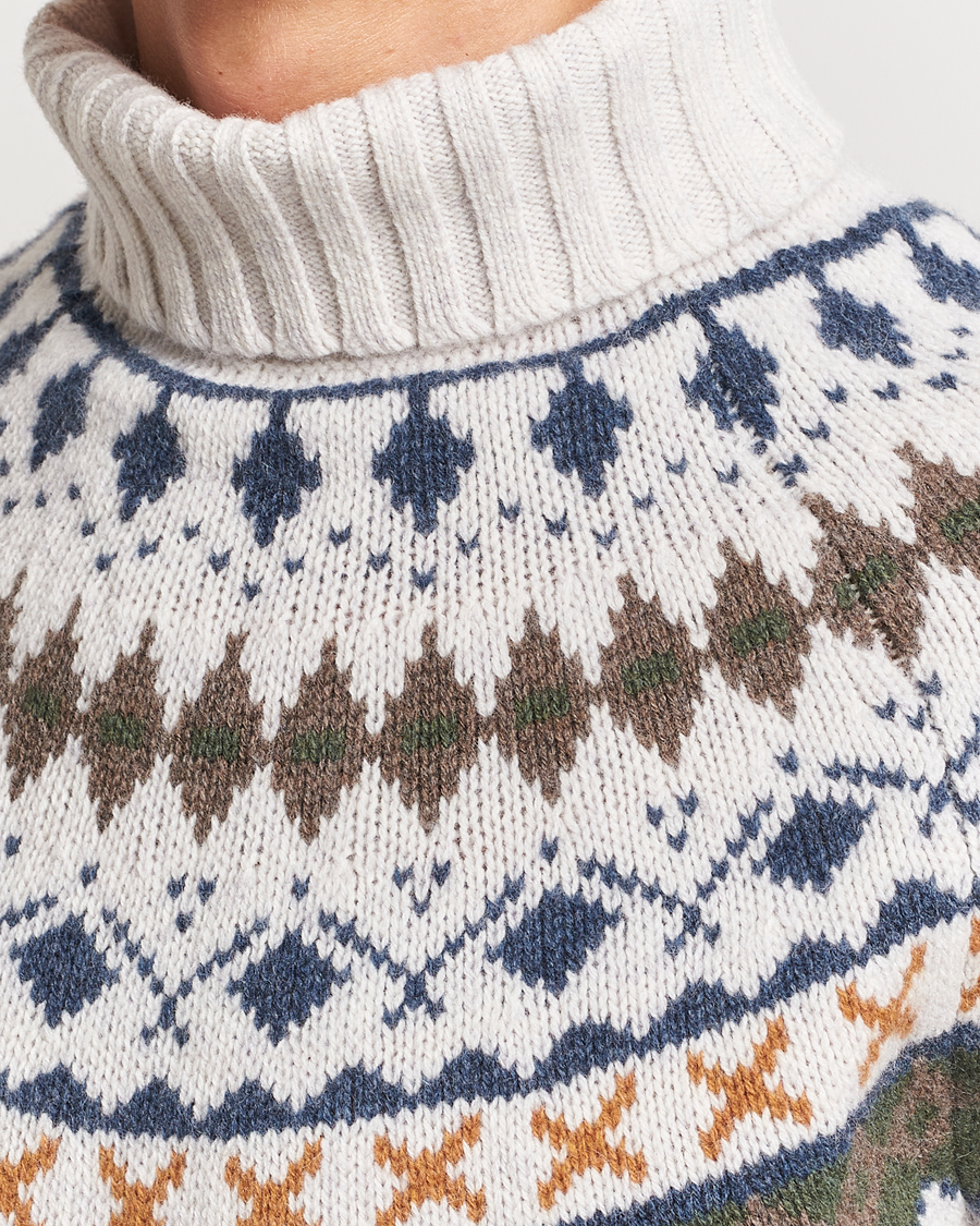 Herr | Tröjor | Barbour Lifestyle | Roose Fairisle Rollneck Whisper White
