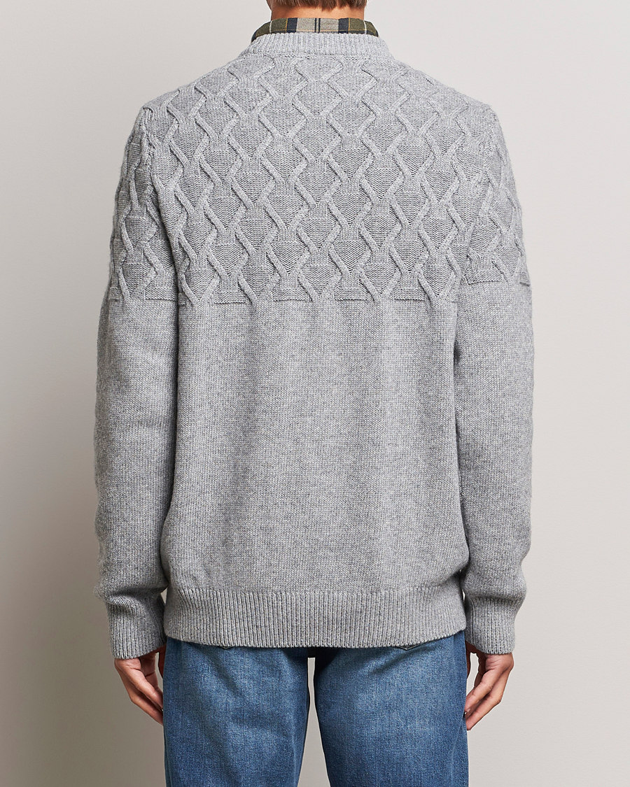 Herr | Tröjor | Barbour International | Knitted Cable Crewneck Grey Marl