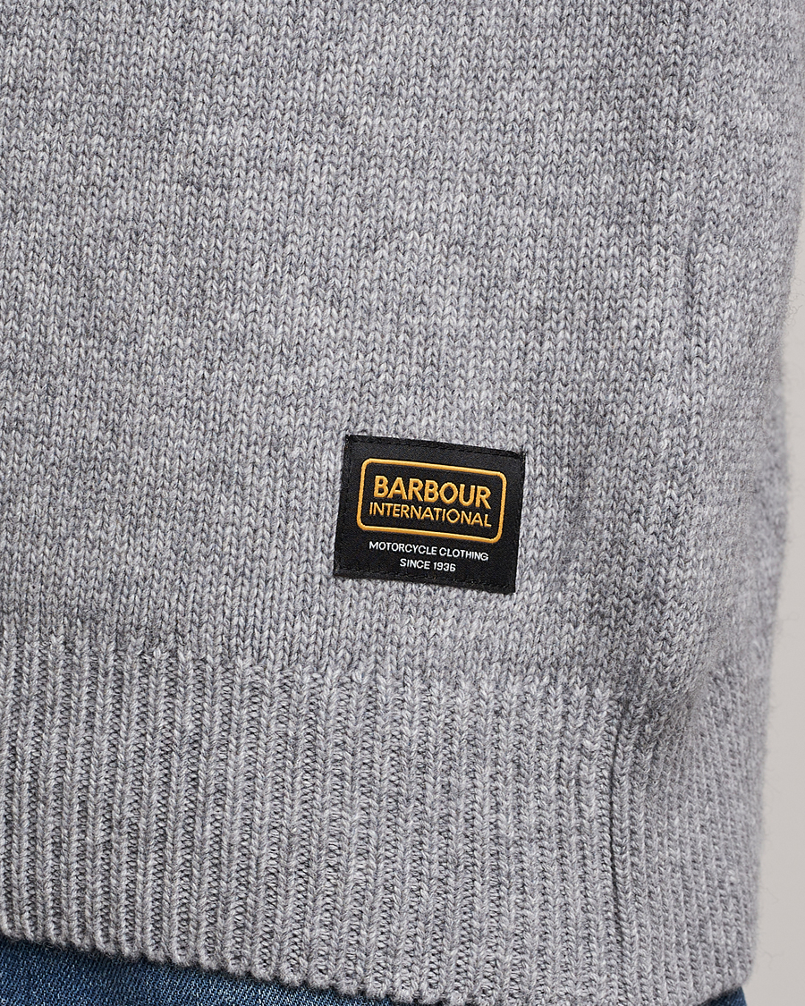 Herr | Tröjor | Barbour International | Knitted Cable Crewneck Grey Marl