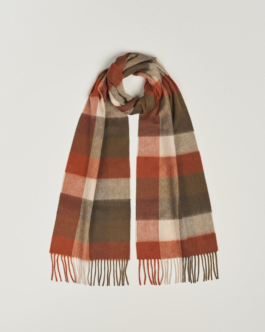 Herr | Best of British | Barbour Lifestyle | Large Tattersall Lambswool Scarf Warm Ginger