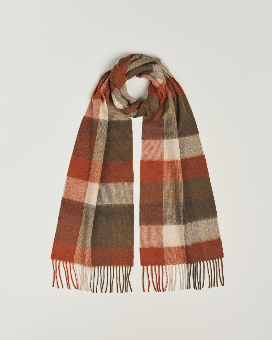 Herr | Barbour Lifestyle Large Tattersall Lambswool Scarf Warm Ginger | Barbour Lifestyle | Large Tattersall Lambswool Scarf Warm Ginger