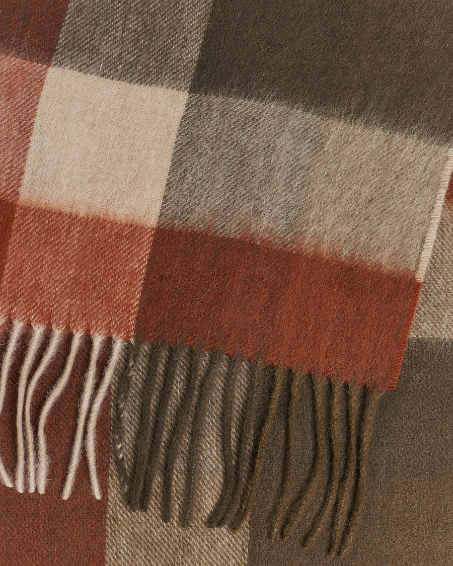 Herr | Barbour Lifestyle Large Tattersall Lambswool Scarf Warm Ginger | Barbour Lifestyle | Large Tattersall Lambswool Scarf Warm Ginger