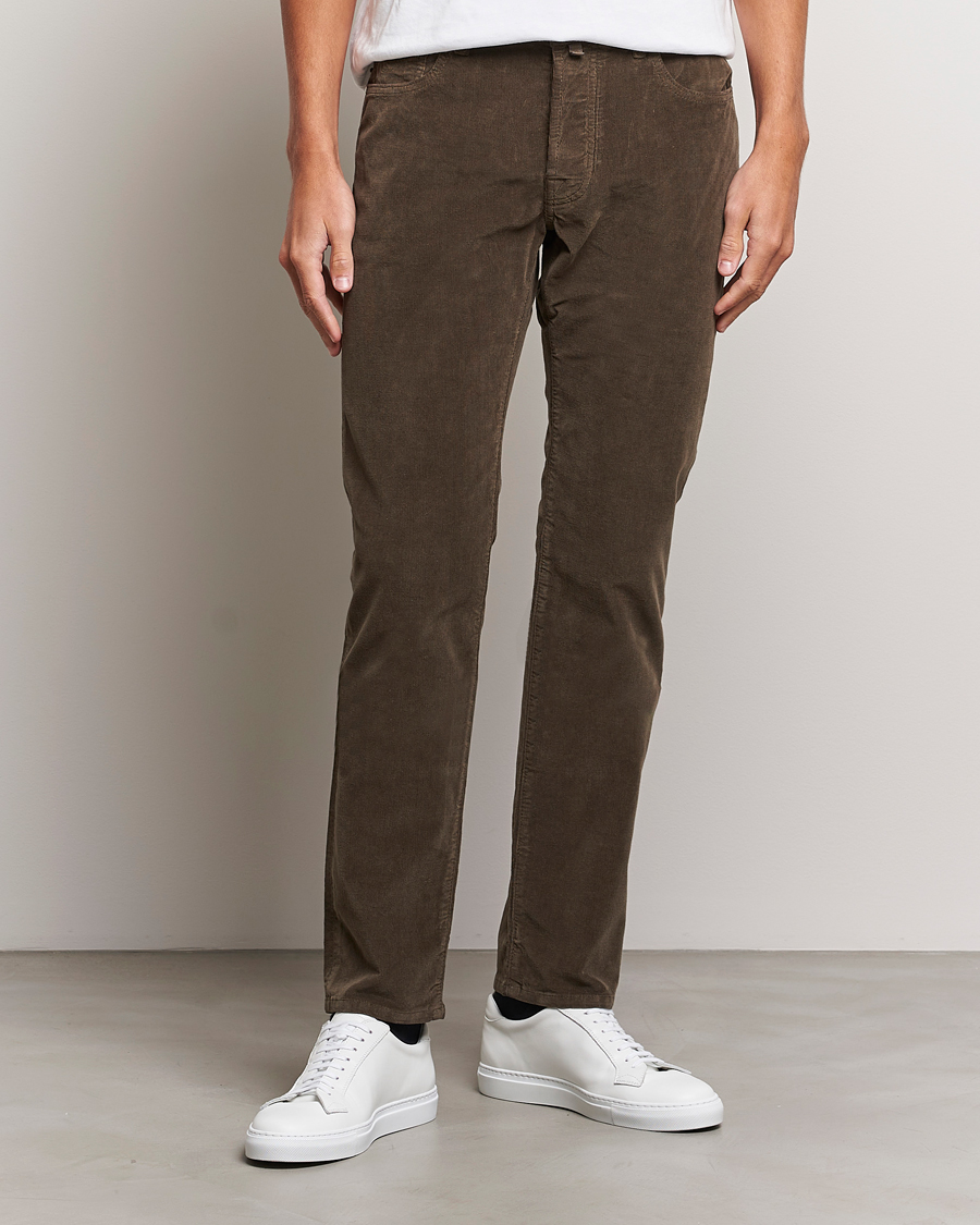 Herr | Byxor | Jacob Cohën | Bard 5-Pocket Corduroy Trousers Brown