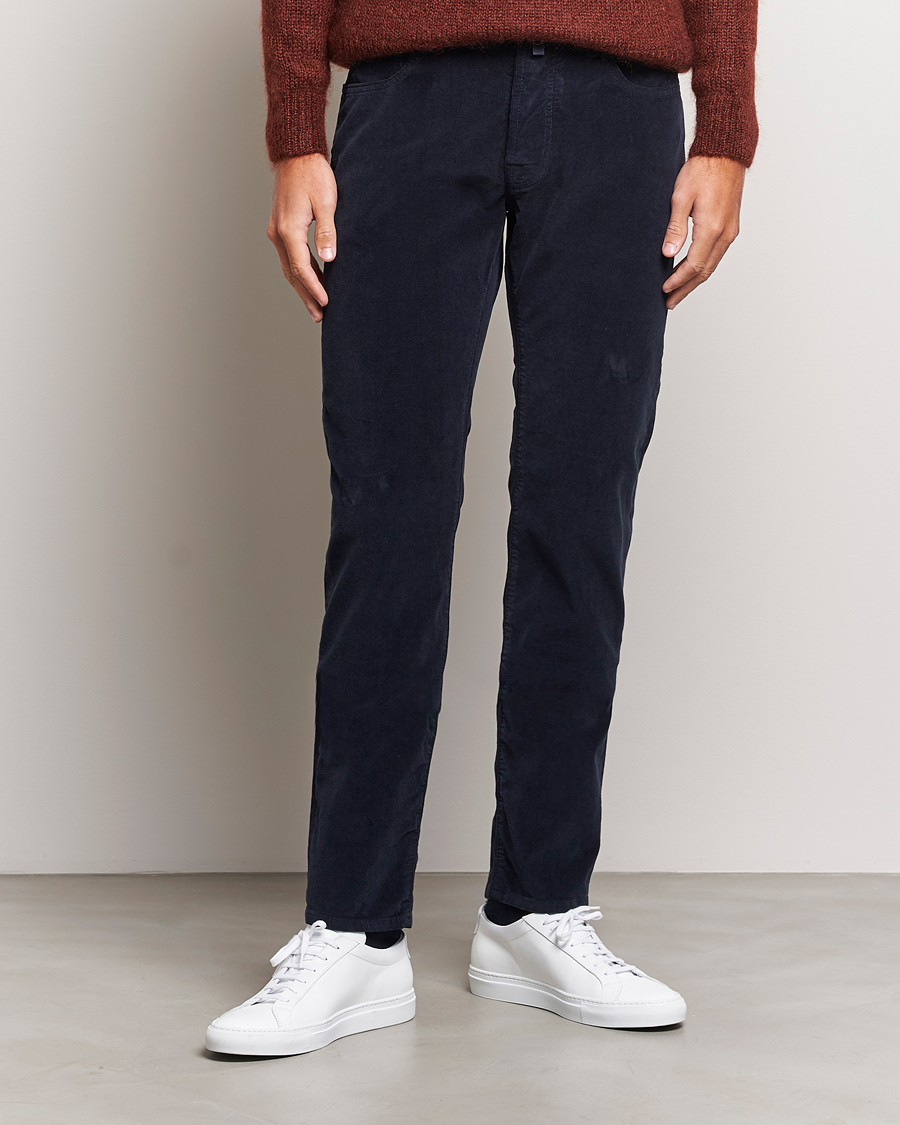 Herr | Byxor | Jacob Cohën | Bard 5-Pocket Corduroy Trousers Navy