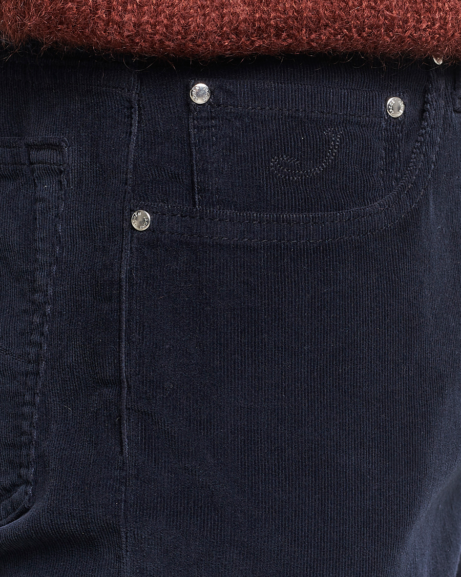 Herr | Byxor | Jacob Cohën | Bard 5-Pocket Corduroy Trousers Navy