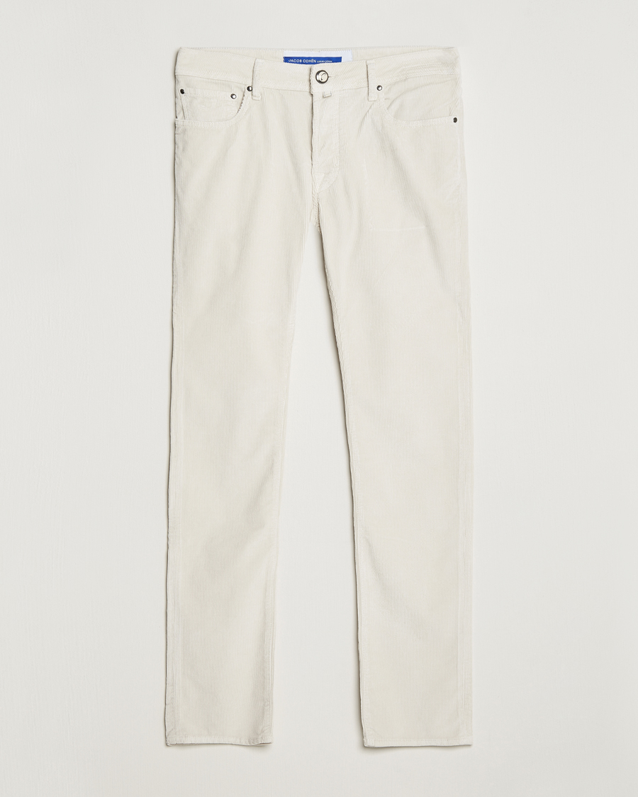 Herr | Byxor | Jacob Cohën | Bard 5-Pocket Medium Corduroy Trousers Off White