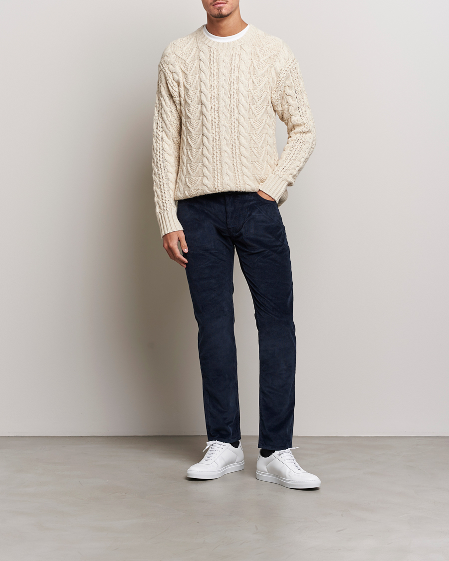 Herr | Byxor | Jacob Cohën | Bard 5-Pocket Medium Corduroy Trousers Navy