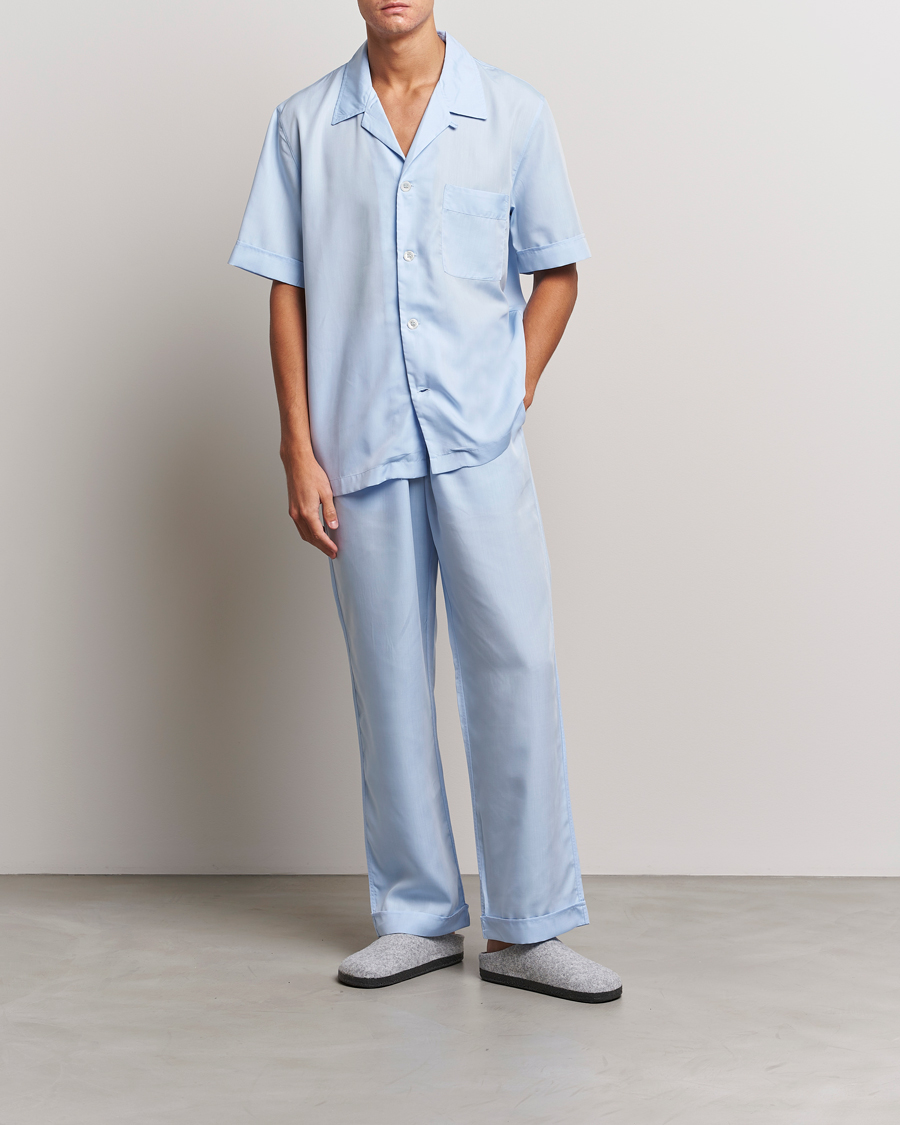 Herr | Pyjamas & Morgonrockar | CDLP | Short Sleeve Pyjama Shirt Sky Blue