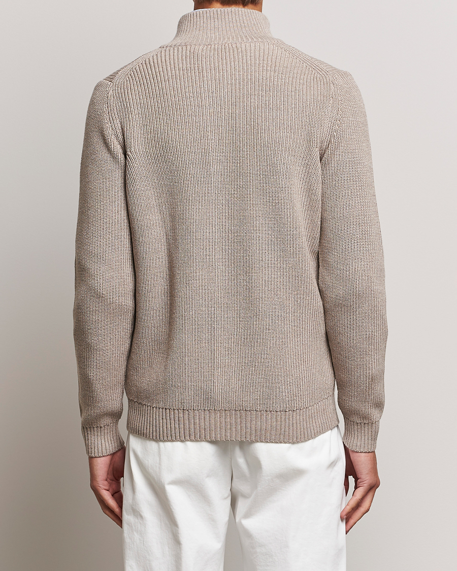 Herr | Tröjor | Stenströms | Half Card Heavy Merino Cardigan Beige