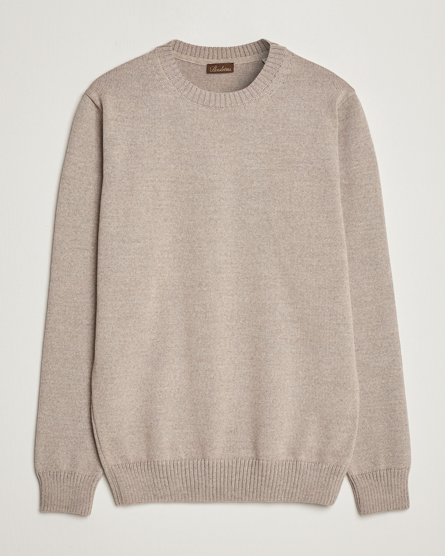 Herr | Tröjor | Stenströms | Chunky Merino Crew Neck Beige