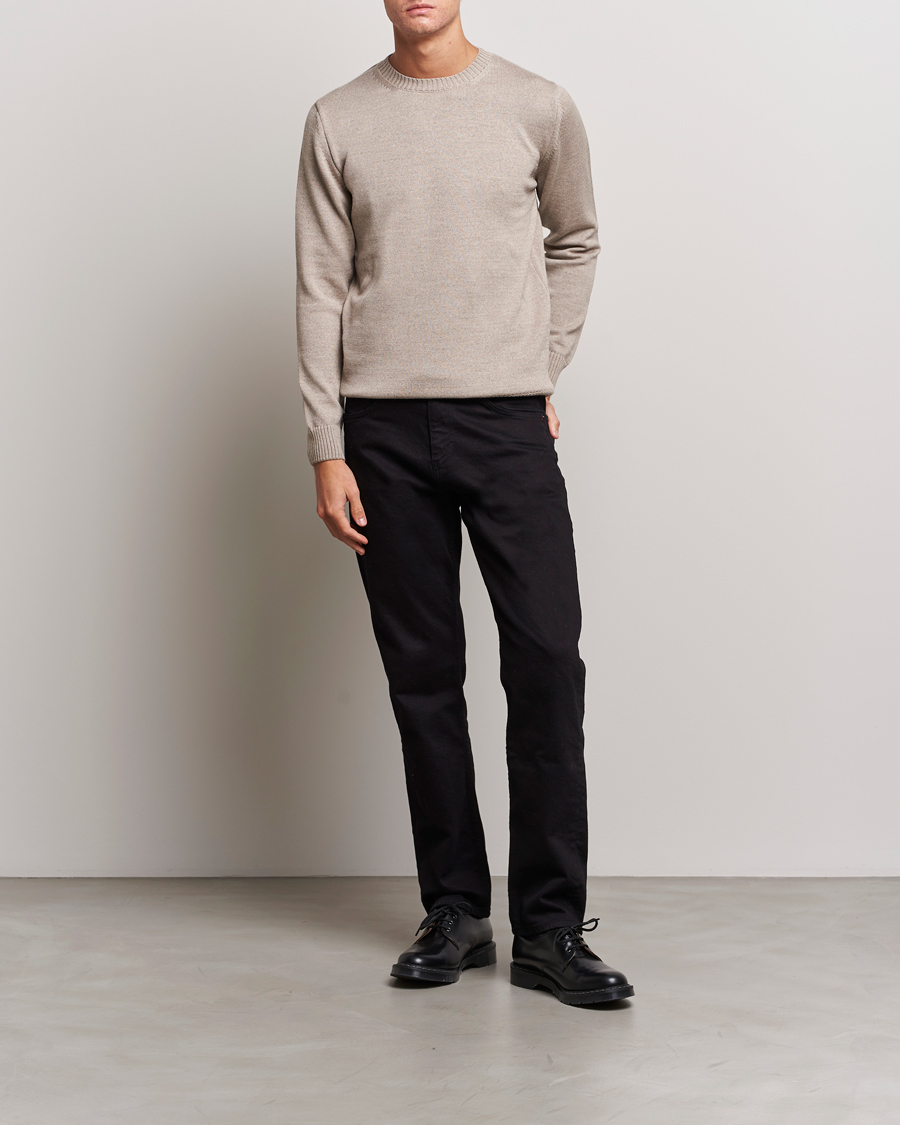 Herr | Tröjor | Stenströms | Chunky Merino Crew Neck Beige