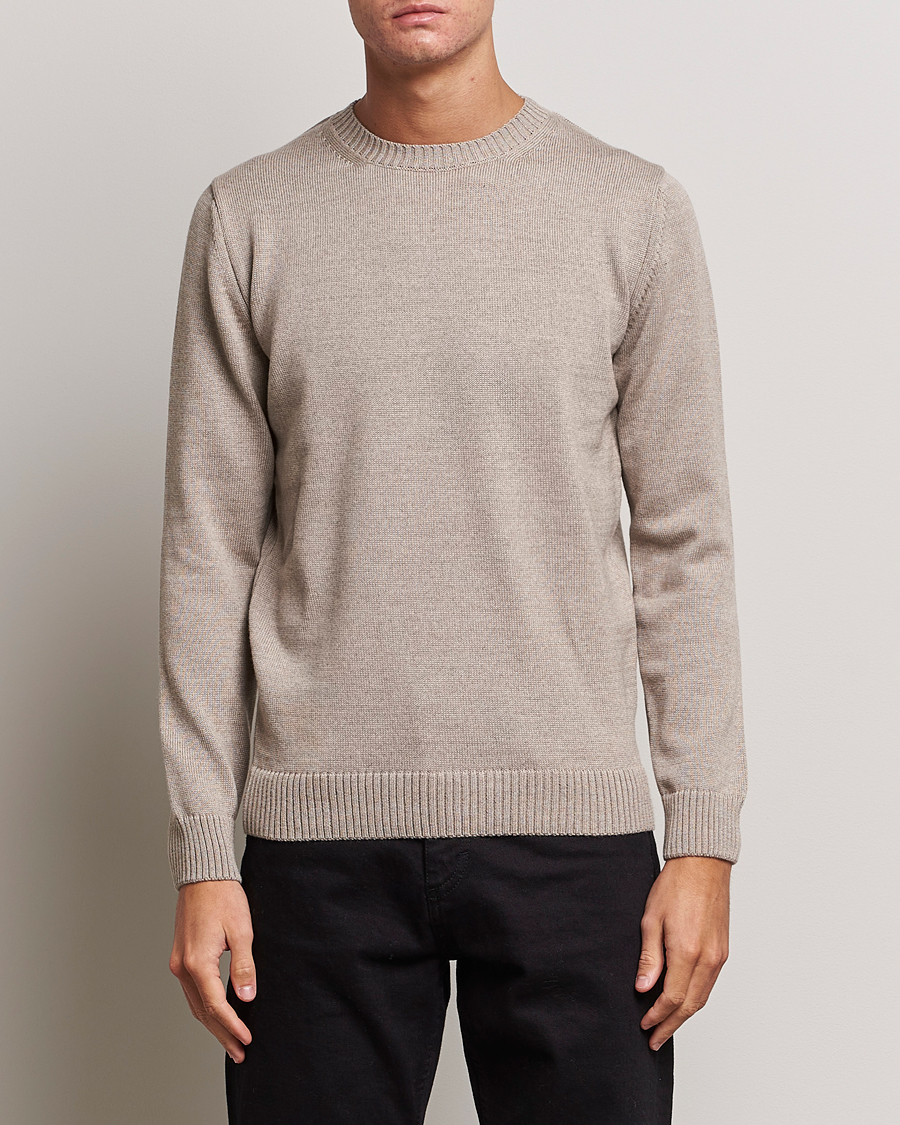 Herr | Tröjor | Stenströms | Chunky Merino Crew Neck Beige