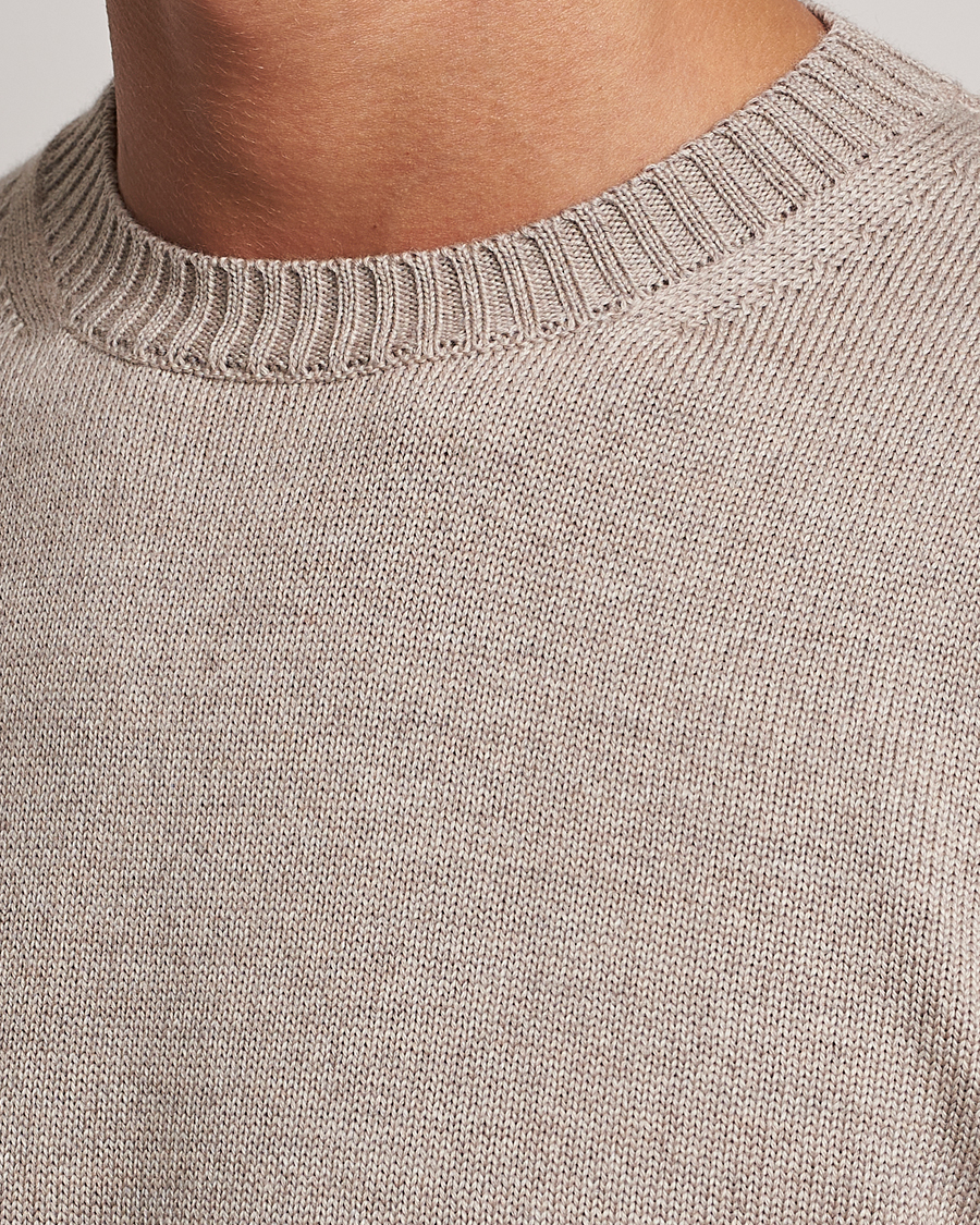 Herr | Tröjor | Stenströms | Chunky Merino Crew Neck Beige
