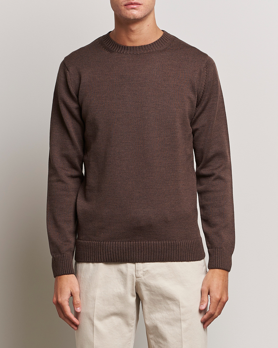 Herr | Realisation | Stenströms | Chunky Merino Crew Neck Brown