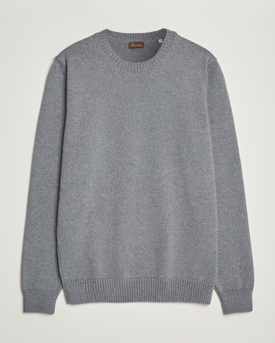Herr | Tröjor | Stenströms | Chunky Merino Crew Neck Grey