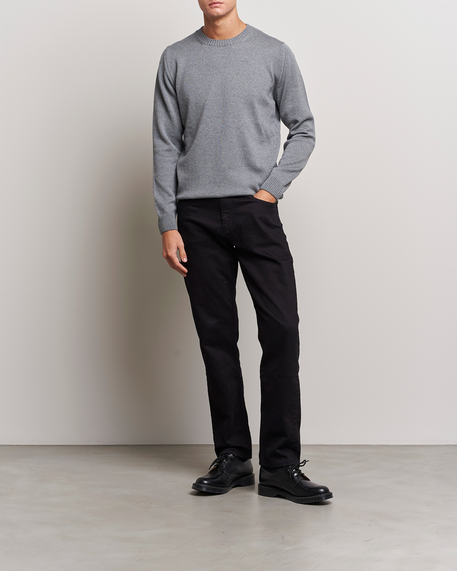 Herr | Tröjor | Stenströms | Chunky Merino Crew Neck Grey