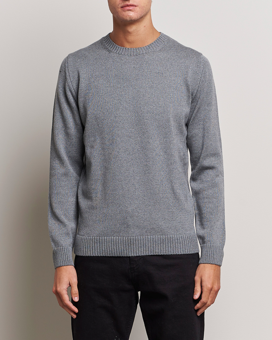 Herr | Tröjor | Stenströms | Chunky Merino Crew Neck Grey