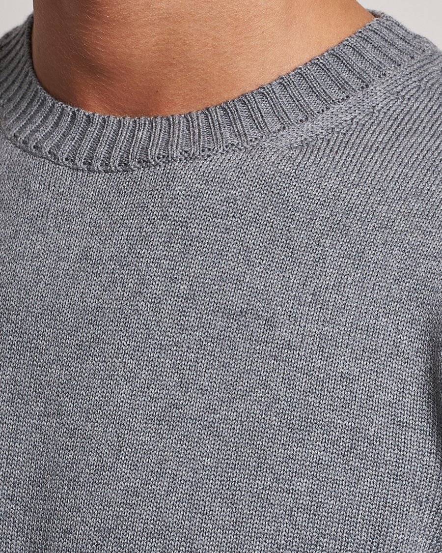 Herr | Tröjor | Stenströms | Chunky Merino Crew Neck Grey