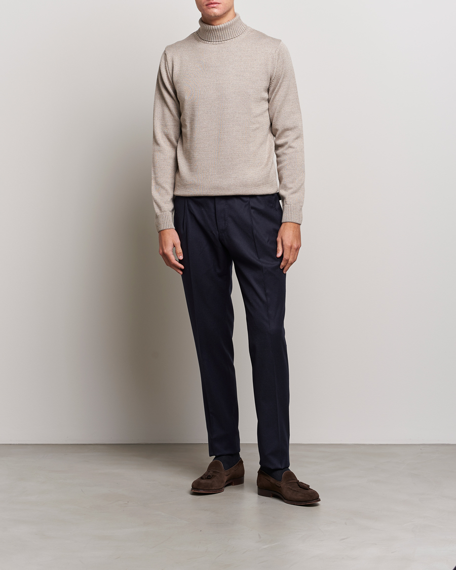 Herr | Tröjor | Stenströms | Chunky Merino Rollneck Beige